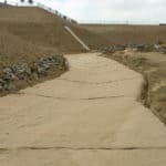 A high-flow channel that is using TRMs to prevent erosion