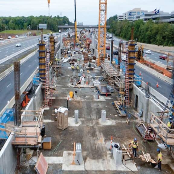 The construction of an overpass and the installation of wall drains from American Wick Drains