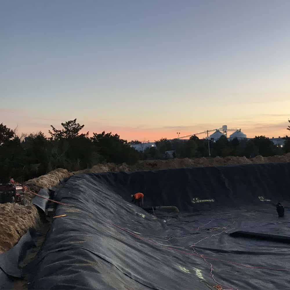Using HDPE Geomembrane for large slope containment structure