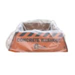 A concrete washout berm with a platic containment bag