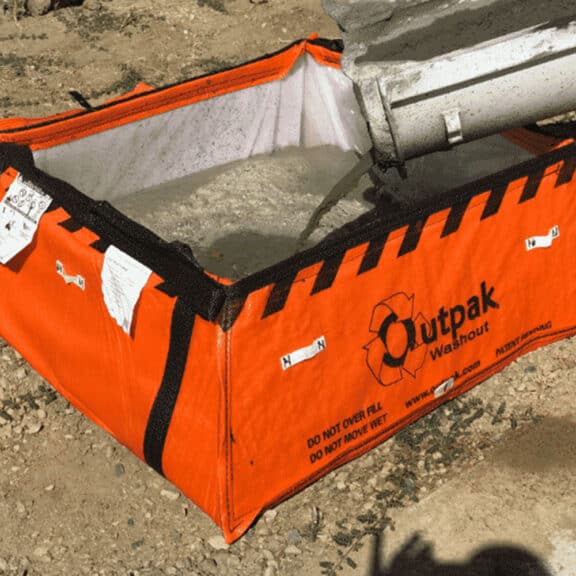 Cement being washed out in a movable berm