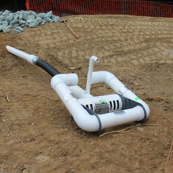 A skimmer that is about to be used on a job site for water clarification