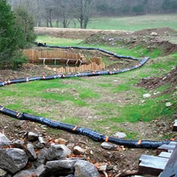 This erosion eel was used in place of a silt fence around a construction site