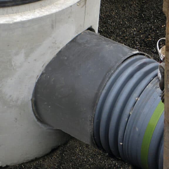 HP Storm Pipe connecting to a subsurface storage vault