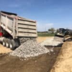 Ferguson Industrial delivering large aggregate on site for Blue Elk Solar.